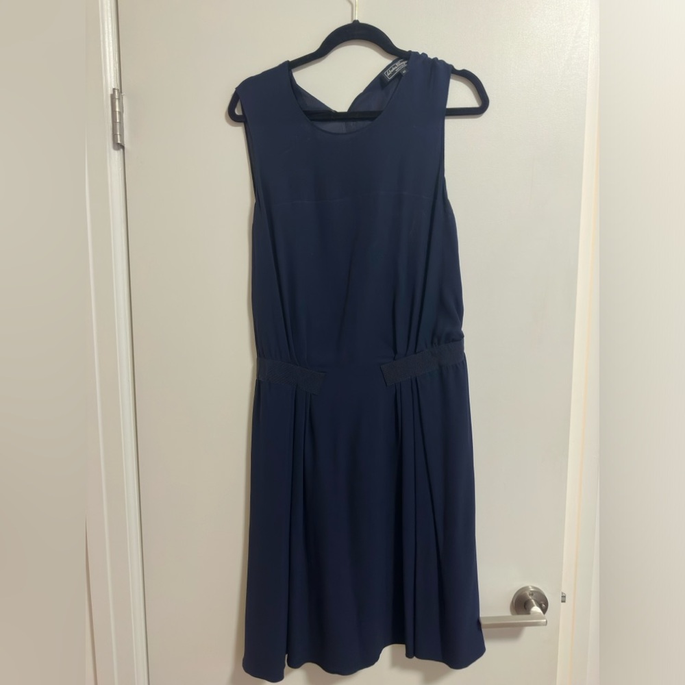 Salvatore Ferragamo Navy Sleeveless Midi Dress